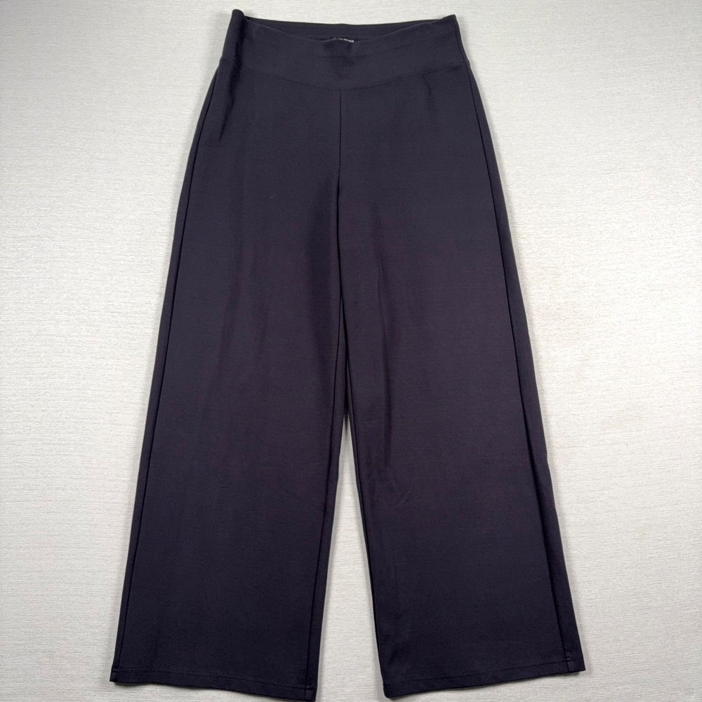 Eileen Fisher Washable Flex Ponte Wide-Leg Pant Womens Size PM Nocturne 28" Long